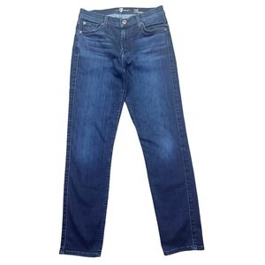 7 For All Mankind Crop Roxanne Dark Wash Denim Jeans Women's Sz 27" Grunge Retro